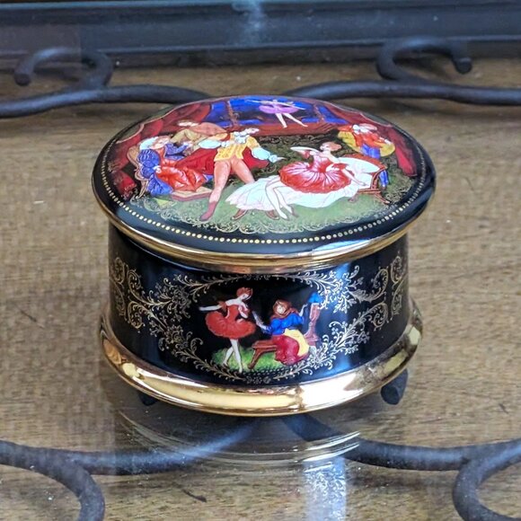 1992 Ardleigh Elliot & Sons Russian Ballet Porcelain Trinket Jewelry Vanity Box - Picture 1 of 10